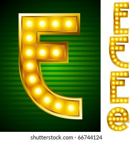 Alphabet for signs with lamps. Letter e