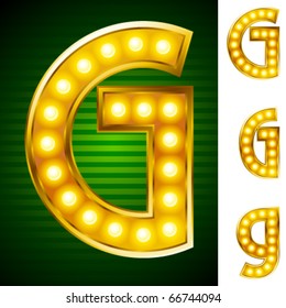 Alphabet for signs with lamps. Letter g