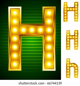 Alphabet for signs with lamps. Letter h