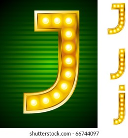 Alphabet for signs with lamps. Letter j