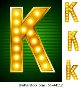 Alphabet for signs with lamps. Letter k