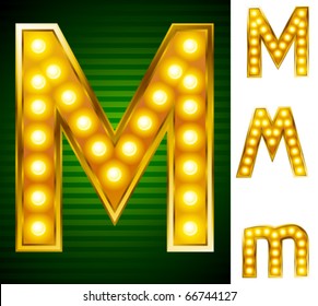 Alphabet for signs with lamps. Letter m