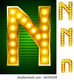 Alphabet for signs with lamps. Letter n