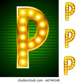 Alphabet for signs with lamps. Letter p