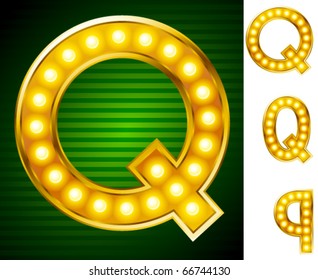 Alphabet for signs with lamps. Letter q