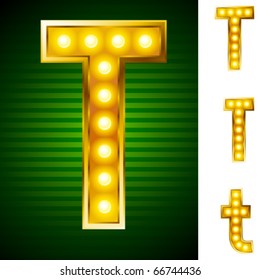 Alphabet for signs with lamps. Letter t