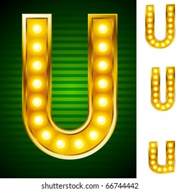 Alphabet for signs with lamps. Letter u