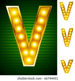 Alphabet for signs with lamps. Letter v