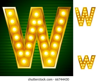 Alphabet for signs with lamps. Letter w