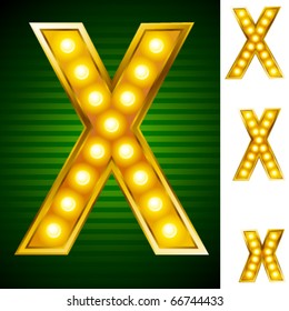 Alphabet for signs with lamps. Letter x