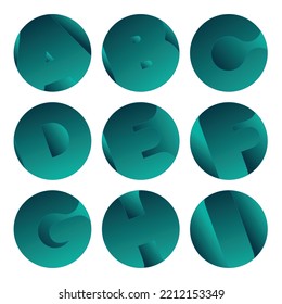 Alphabet signs on gradient buttons