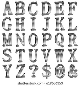 Alphabet Silver Metal Icon