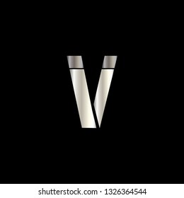 alphabet silver metallic designs for logo; poster; invitation. exclusive letters typography. letter V