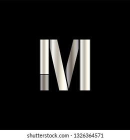 alphabet silver metallic designs for logo; poster; invitation. exclusive letters typography. letter M