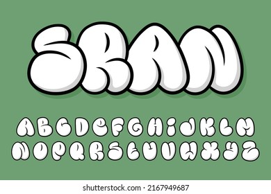 Alphabet Simple Bubble Graffity text vector Letters