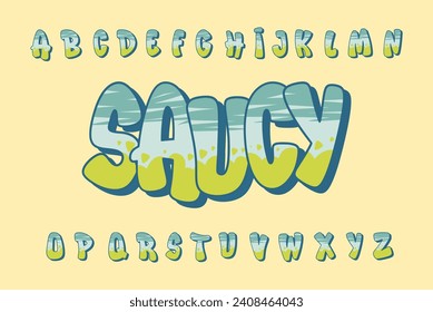 Alphabet Simple Modern Green Blue Graffiti Font Type Cartoon Vector