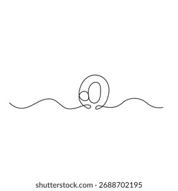 Alphabet  single line art, continuous one line drawing of  Isolated outline vector icon 