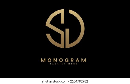 Alfabeto SJ o JS ilustración monograma modelo de logotipo vectorial en forma redonda