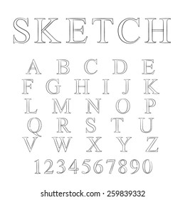  Alphabet in sketch style  made in vector. Imitation is drawn with a pencil