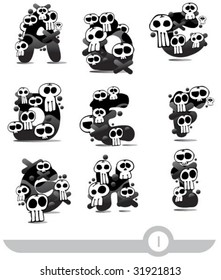 alphabet with skulls a-i