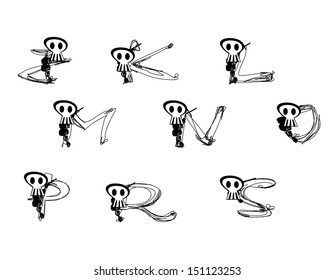 alphabet with skulls j - s