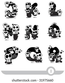 alphabet with skulls j-r