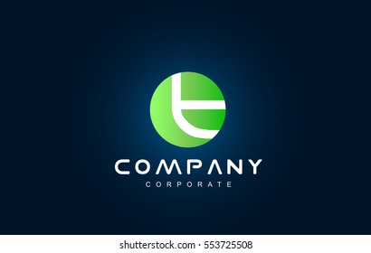 Alphabet small letter t green circle vector logo icon sign design template