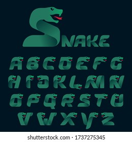 Alphabet with snake head silhouette. Vector font perfect for sport identity, danger posters and exotic company, etc.