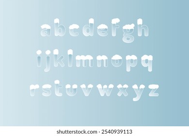 Alphabet with snow capped effect with icy blue and white colors. Christmas and New Year celebrations concept.