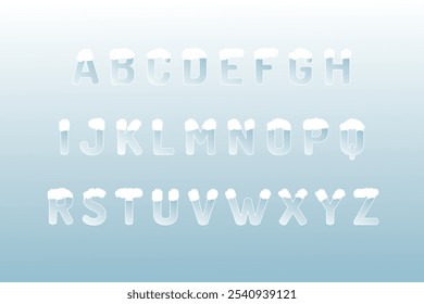 Alphabet with snow capped effect with icy blue and white colors. Christmas and New Year celebrations concept.