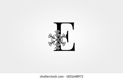 alphabet snow flake letter e