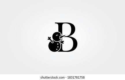 alphabet snow man letter b
