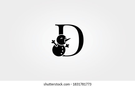 alphabet snow man letter d