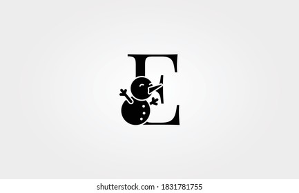 alphabet snow man letter e