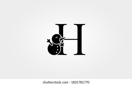 alphabet snow man letter h