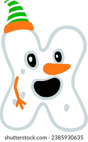an alphabet with a snow man theme