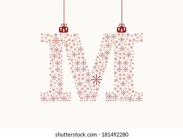 Alphabet from snowflakes, letter, vector