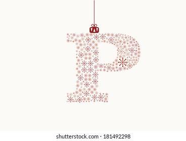 Alphabet from snowflakes, letter, vector