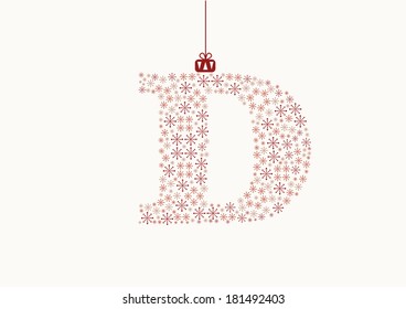 Alphabet from snowflakes, letter, vector
