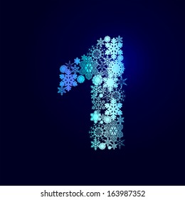 Alphabet of snowflakes. The numbers