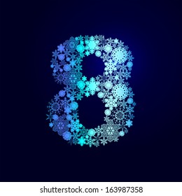 Alphabet of snowflakes. The numbers
