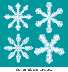 Alphabet Snowflakes ( set m to p )