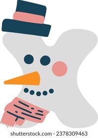 an alphabet with a snowman theme