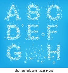 Alphabet of soap bubbles vector illustration