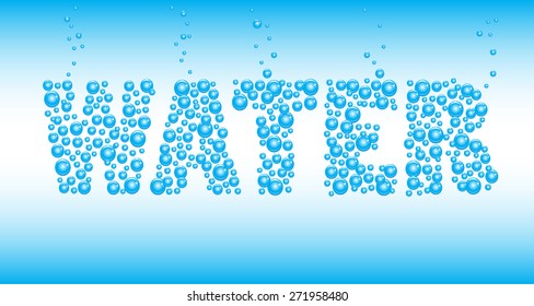 Alphabet Of Soap Water Bubble Vector Illustration - Letter. Aquatic Cartoon Blue Bubles Letters. Vector Stylized Water Bubble Font And Alphabet.