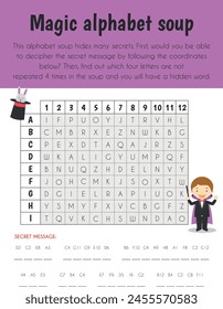 Alphabet soup code Educational Sheet. Primary module for Spacial Understanding. 5-6 years old. Educational Sheets Series