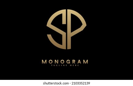 Alphabet SP or PS illustration monogram vector logo template in round shape