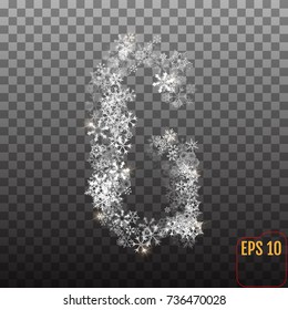 Alphabet from sparkling snowflakes. Transparent Silver snowflakes. The letter "g" for party, birthday celebrate, anniversary or event, festive. Festival decor. Vector illustration