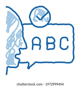 Alphabet Speech sketch icon vector. Hand drawn blue doodle line art Alphabet Speech sign. isolated symbol illustration