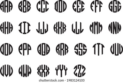 Alphabet Split Monogram, Split Letter Monogram, Alphabet Frame Font. Laser cut template. svg